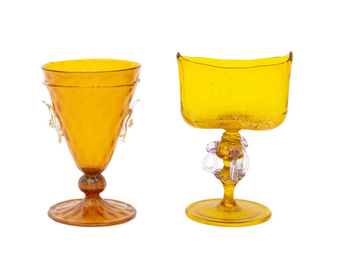 Two Murano Amber Glass Vessels