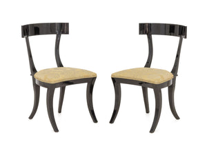 Pair of Contemporary Ebonized Wood Klismos Dining Chairs
