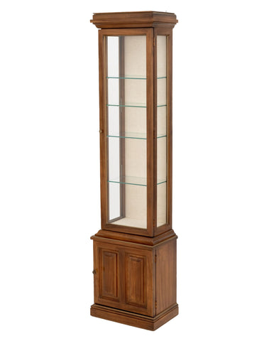 Modern Illuminated Glass-Paneled Fruitwood Vitrine