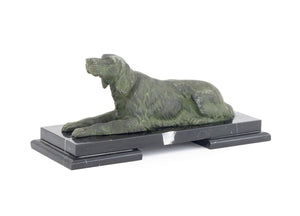Setter Verdigris Patinated Spelter Sculpture