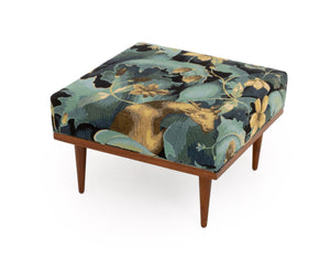 Modern "Doe-Run" Woven Chenille Upholstered Ottoman