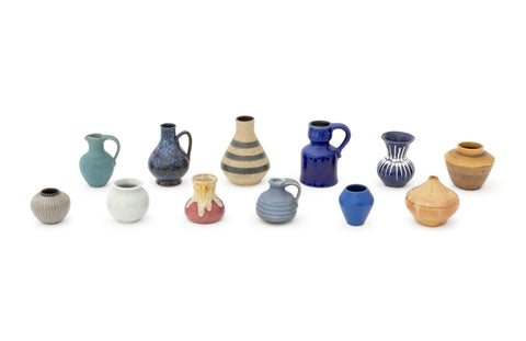 Collection of Twelve Studio Pottery Diminutive Vases