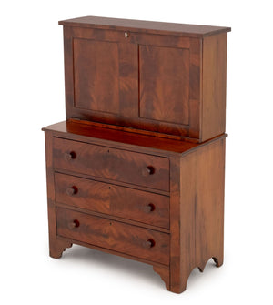 American Empire Style Flame Mahogany Secretary