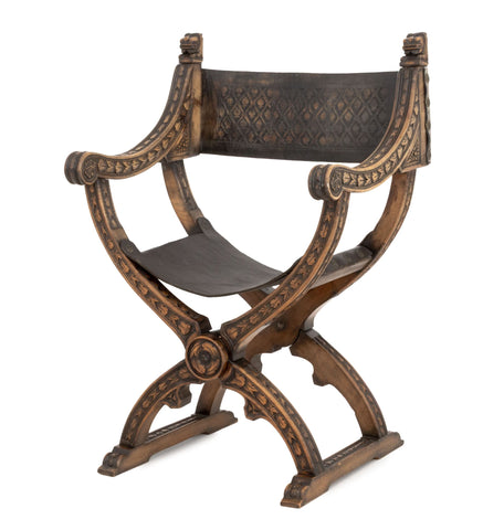 Renaissance Revival Walnut Savonarola Chair