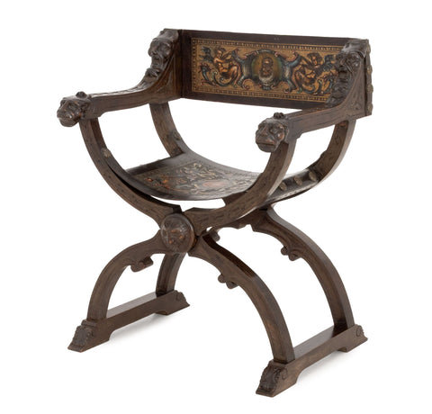 Renaissance Revival Walnut Savonarola Chair