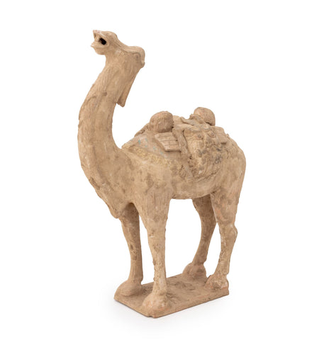 Chinese Tang Style Standing Camel Pottery Sculpture