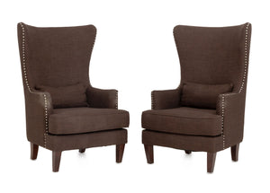 Pair of Picket House "Kegan" Chocolate Synthetic Upholstered Armchairs