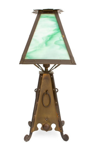 Arts and Crafts Brass and Iron Table Lamp (9703383269683)
