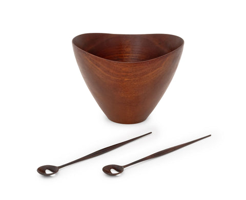 Ernst Henriksen Teak Salad Bowl Set, with pair of salad servers