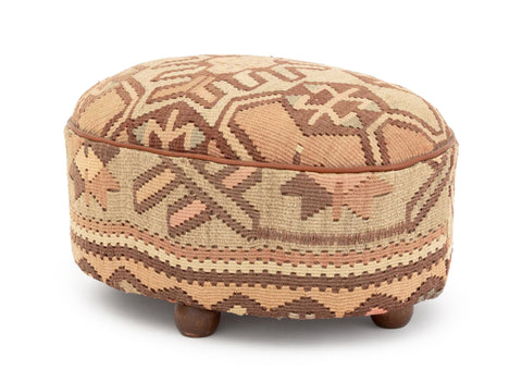 Oval Kilim Upholstered Footstool