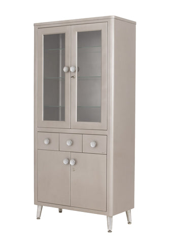 Art Deco Style Gray Patinated Metal Display Cabinet
