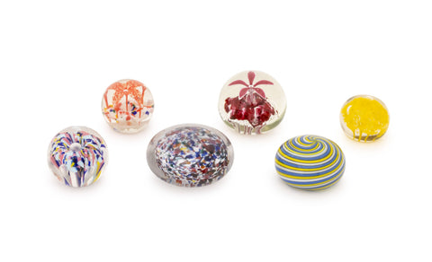 Collection of Six French, Scottish, and Murano Glass Paperweights