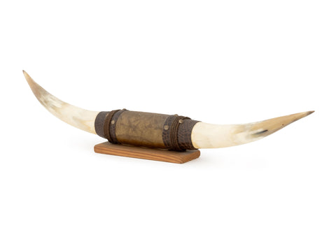 Leather Wrapped Steer Bull Horn