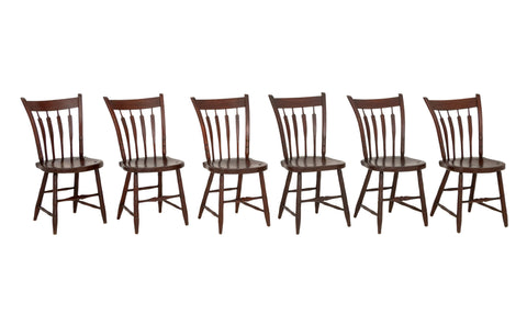 American Slat Back Maple Dining Chairs, 6