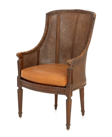 American Regency Style Mahogany Cane Bergere