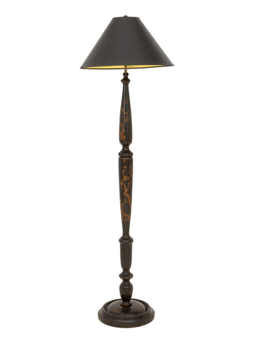 Chinoiserie Painted and Ebonized Turned Wood Floor Lamp