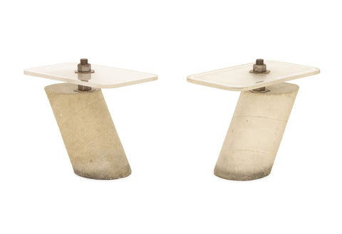 Pair of Brutalist Industrial Concrete Side Tables