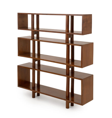 Set of Three Modern Graduated Walnut Modular Shelves