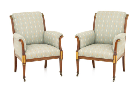 Pair of Swedish Mahogany Bergeres, 19th century