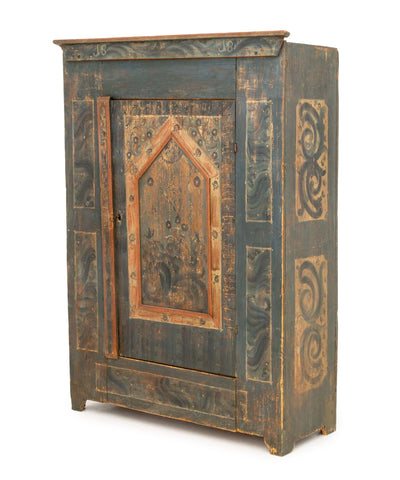 European Polychromed Pine Wardrobe, 19th Century