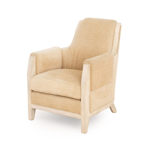 Lewis Mittman Art Deco Style Beige Fabric Upholstered Easy Arm Chair