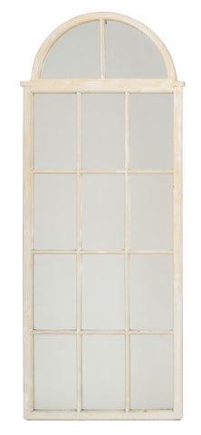 French Country Style White Painted Distressed Wood Wall Mirror