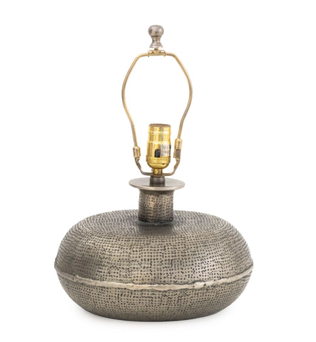 Modern Oval Silvered Brass Table Lamp