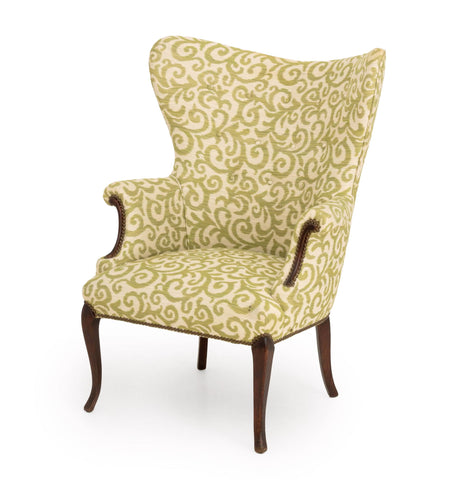 Chippendale Style Upholstered Wingback Arm Chair