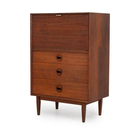 Modern Fall-Front Walnut Secretary