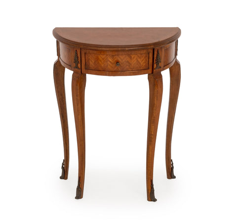 Louis XV Style Demilune Walnut Console Table