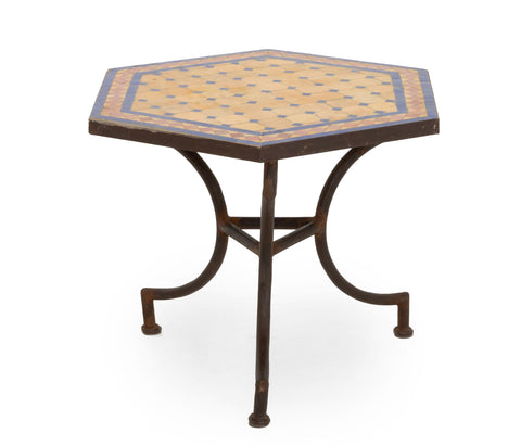 Moroccan Zellige Tile Top Hexagonal Table