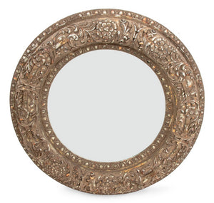 French Silvered Composition Circular Mirror (9737645687091)