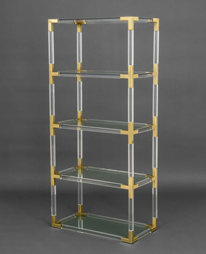 Vintage Jonathan Adler Modern Lucite and Brass Etagere