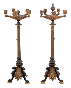 Roman Style Gilt Patinated Bronze Candelabra, Pair (9832703131955)