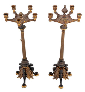 Roman Style Gilt Patinated Bronze Candelabra, Pair (9832703131955)