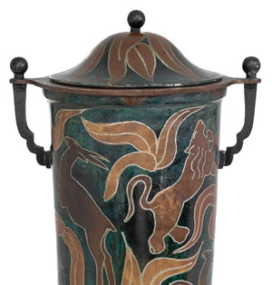 French Patinated Copper Two Handle Covered Vase (9814439493939)