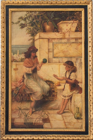 Italian School "Winding the Wool" Oil on Canvas (9892981768499)
