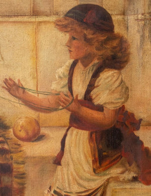 Italian School "Winding the Wool" Oil on Canvas (9892981768499)