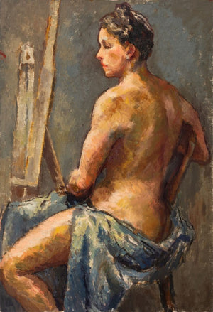 Edwards Seated Female Nude Oil on Canvas (9814468624691)