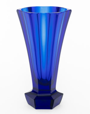 Moser Bohemian Faceted Cobalt Blue Glass Vase (9751820534067)