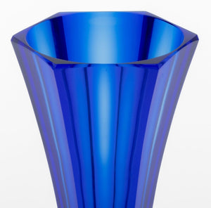 Moser Bohemian Faceted Cobalt Blue Glass Vase (9751820534067)