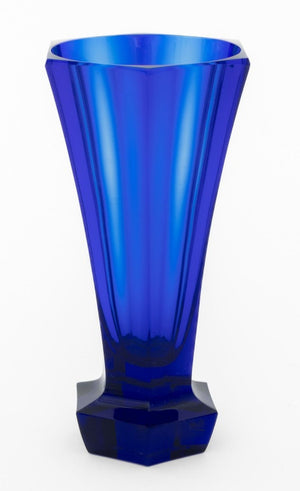 Moser Bohemian Faceted Cobalt Blue Glass Vase (9751820534067)