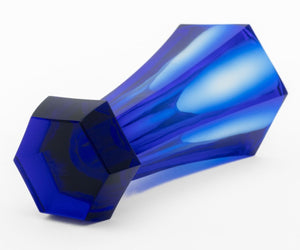 Moser Bohemian Faceted Cobalt Blue Glass Vase (9751820534067)
