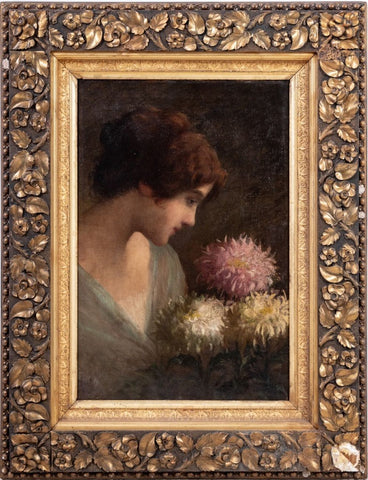 American School Portrait of a Woman Oil on Canvas