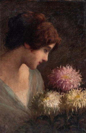 American School Portrait of a Woman Oil on Canvas (9766885556531)