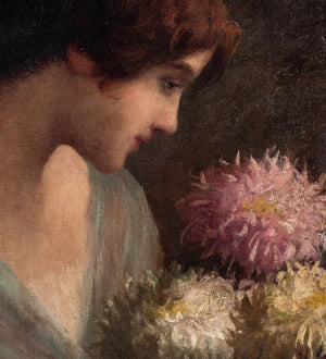 American School Portrait of a Woman Oil on Canvas (9766885556531)