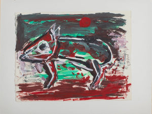 Nahum Tschacbasov Surrealist Oil on Paper, 1982 (9769876422963)