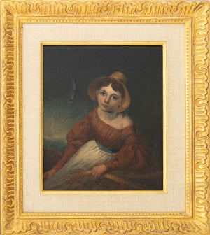 English School Portrait of a Girl Oil on Board (9892983734579)