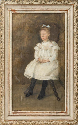 British School Portrait of a Girl Oil, ca. 1900