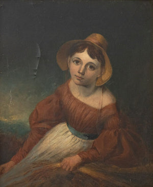 English School Portrait of a Girl Oil on Board (9892983734579)